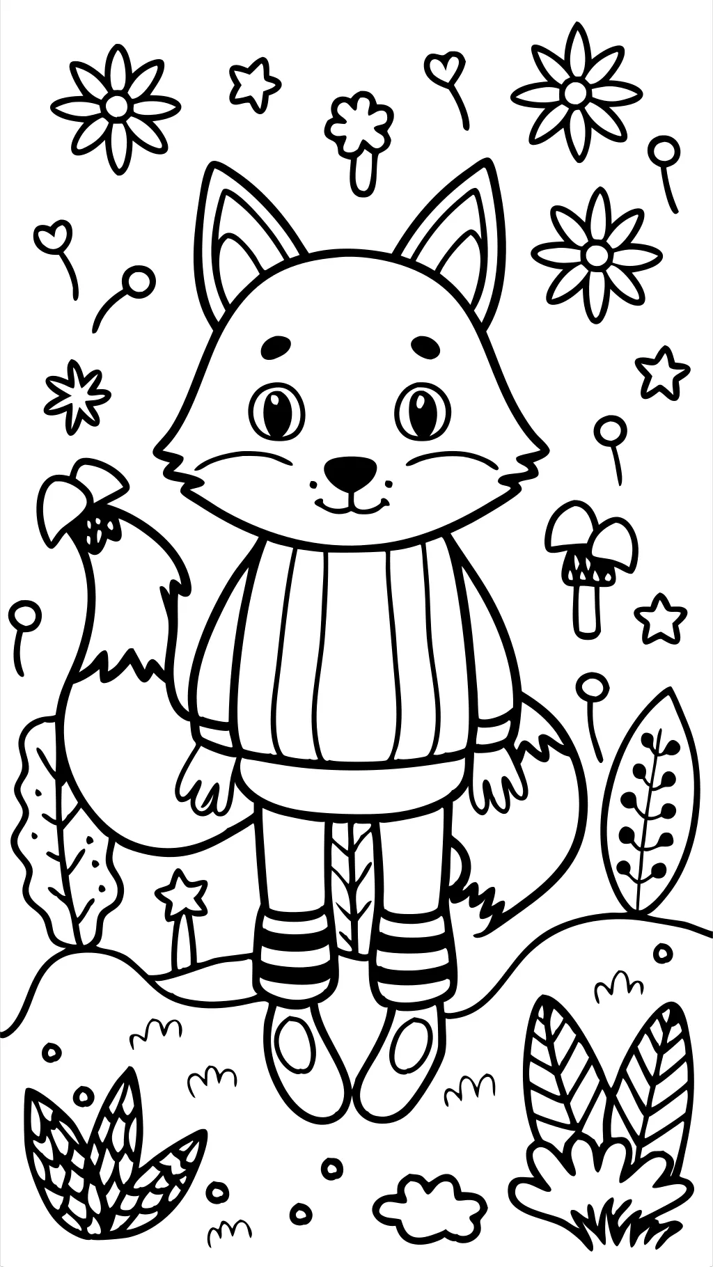 coloriage de renard en chaussettes